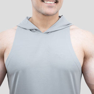 Best Quality Custom Printed Logo <b>Sleeveless</b> Zipper-Up <b>Hoodie</b> for <b>Men</b> Gym Fitness Spring Workout Wear Polyester/Cotton Quick Dry - Product Image 5