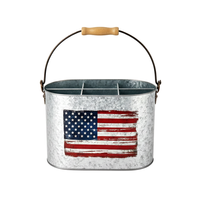 Support de rangement en métal patriotique américain pour ustensiles de service