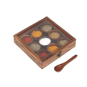 Boîte à épices en bois, taille personnalisée, forme carrée, 9 compartiments, pour herbes et épices, fournisseur en gros - Product Image 6