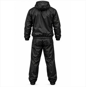 Traje de Sauna con Capucha Negro Personalizado para Unisex, Ligero, Impermeable, Ropa Deportiva, Traje para Sudar, Entrenamiento Físico, Chándal - Product Image 2