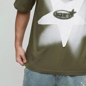 เสื้อยืดแขนสั้นทรงโอเวอร์ไซส์ผ้าฝ้าย 100% คุณภาพสูงสำหรับผู้ชาย พร้อมดีไซน์พื้นผ้าด้านหน้าสำหรับพิมพ์ลายดิจิทัล - Product Image 5
