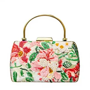 Handmade Printed Embroidery Half <b>Moon</b> Pearl Fashion Casual Clutch Bag Bohemian Style Crossbody Purse for Women - Product Image 1