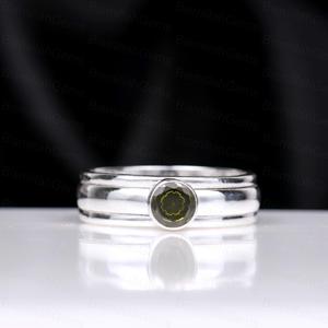 925 Sterling <b>Silver</b> Green Moldavite Round Faceted Olivine Gemstone <b>Spinner</b> <b>Ring</b> Vintage Band Handmade Fashion Jewelry for Women - Product Image 6