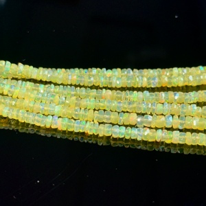 Yellow Ethiopian <b>Opal</b> Faceted Rondelle Beads 3-5mm Yellow <b>Fire</b> <b>Opal</b> Welo <b>Opal</b> Beads in Wholesale Bulk - Product Image 3