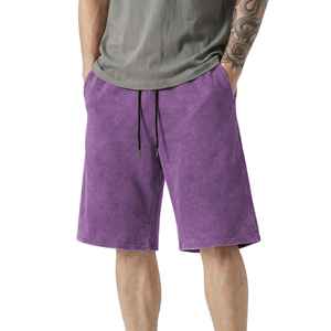 Shorts streetwear homme, effet délavé, broderie personnalisée, finition usée, 100% coton, shorts d'été pour homme - Product Image 5