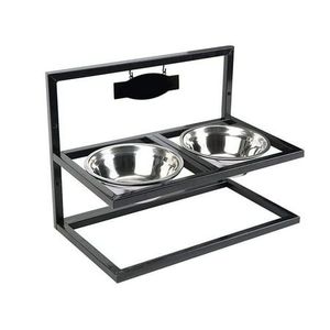 Plateforme d'alimentation pour chien avec organisateur de bols, en acier inoxydable, design élégant, pour animaux de compagnie d'intérieur - Product Image 1