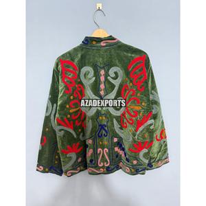 Women's <b>Velvet</b> Knitted Woven Embroidered Turn-down Collar Blazer Full Sleeve Autumn <b>Jacket</b> - Product Image 5