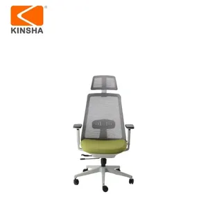 Chaise de bureau ergonomique en maille pour bureau à domicile, avec appui-tête et accoudoirs réglables, dossier ouvert, base pivotante en métal, réglage électrique, design moderne - Product Image 4
