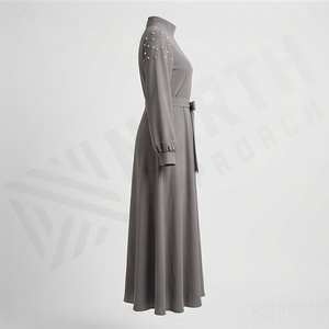Etiqueta Personalizada al por Mayor, Ropa Musulmana Tradicional, Bufanda de Moda Modesta para Mujer, Diseño Islámico, Abaya Cerrada de Lino - Product Image 3