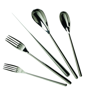 Ensemble de couverts minimalistes en métal avec manches en acier inoxydable poli miroir, compatibles lave-vaisselle, pour la table de mariage - Product Image 5