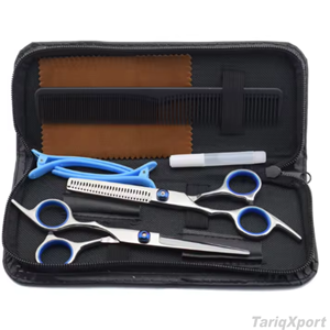 High Quality Stainless Steel Sharp Barber Thinning <b>Shears</b> Kit 6Pcs Titanium-Coated Leather Zipper Case - Product Image 2