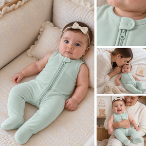 ชุดนอนเด็กอ่อนแบบไม่มีแขน ยี่ห้อ Baby Zippy Sleeper ผ้าเนื้อนุ่มสำหรับเด็กแรกเกิด ขายส่ง รับผลิตแบบ OEM ODM ตามสั่ง - Product Image 2