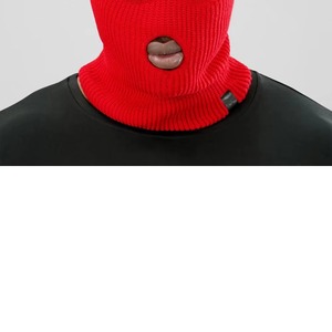 Cagoule en tricot rouge avec patch noir, couvre-visage intégral, unisexe adulte, 56-58 cm, style décontracté - Product Image 6