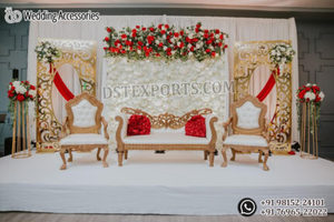 Ensemble de canapés et fauteuils de style moghol pour scène de Sangeet, canapé romantique pour mariés, design de luxe, mobilier de mariage USA - Product Image 2