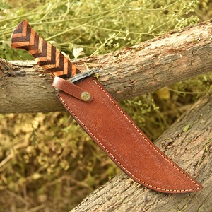 Couteau Bowie à pointe clip en acier Damas fait main, fabrication Edge Master, épaisseur 4 mm, bord droit, manche en bois, qualité DIY/industrielle - Product Image 6