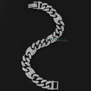Bracelet chaîne gourmette pour homme en argent 925 plaqué rhodium, style hip-hop, à porter au quotidien, avec accent de diamant de laboratoire - Product Image 4