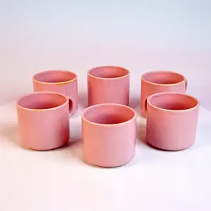 ถ้วยชาพอร์ซเลนสีชมพูทำมือสไตล์โมเดิร์น 6.7 ออนซ์ 200 มล. คุณภาพพรีเมียม ขายส่ง คุณภาพสูง - Product Image 4