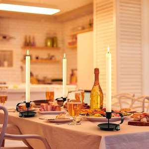 Ensemble de 2 porte-bougies en métal noir avec poignée pour bougies coniques, porte-bougies de style farmhouse pour la décoration de table - Product Image 2