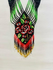 VINTAGE STYLE Handmade Seed <b>Bead</b> Necklace Earrings <b>Set</b>: Boho American Style African Woman Necklace with earring,for gifted - Product Image 4