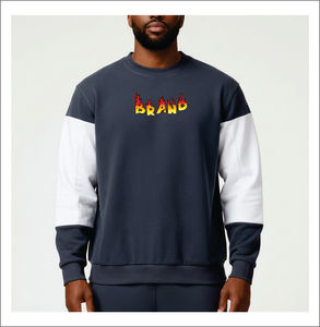 เสื้อสเวตเชิ้ตคอกลมโอเวอร์ไซส์ผ้าฝ้าย 100% ตัดเย็บตามสั่งสำหรับผู้ชาย ฤดูหนาว ปักลาย ระบายอากาศได้ดี สไตล์ฮิปฮอป ใส่สบาย - Product Image 1