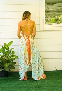 ชุดเดรสแฟชั่นสตรีผ้าเรยอนมีดี้เดรสคอวีแขนกุดเปิดหลังทรงหลวมลำลองชุดเดรสฤดูร้อน - Product Image 2