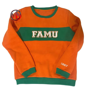 Sudadera FAMU Naranja Verde con Cuello Redondo, Logotipo 1887, 100% Algodón, Tejido de Felpa, 320gsm, Sudadera Informal para Hombre, Otoño Invierno - Product Image 1