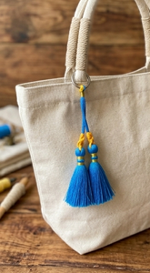 Decoración de Borlas Tejidas Azules y Amarillas con Cuentas para Colgar en el Hogar, Estilo Bohemio, Adorno para Sala de Estar - Product Image 2
