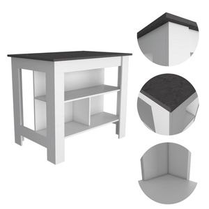 Isola da Cucina Delos a Quattro Gambe con Tre Ripiani Bianchi/Onix di DEPOT E SHOP - Product Image 3