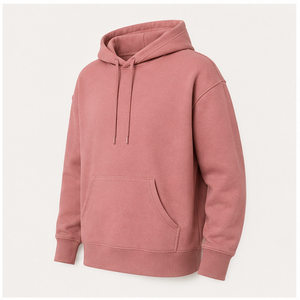 Sweat à capuche décontracté pour homme, couleur rose poussiéreuse, longueur mi-haute, cordon de serrage ton sur ton, poche kangourou, en molleton de coton brossé, personnalisable MHOOD-0025 - Product Image 4