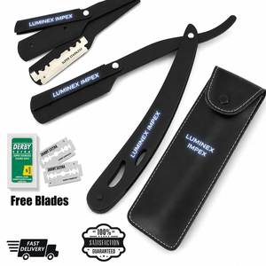 Navaja de Afeitar Recta Vintage Luminex Impex con Mango de Concha de Abulón y Acero al Carbono, Lista para Usar en Barberías y Salones - Product Image 2