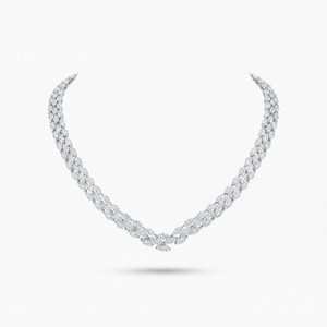Exquisito Collar de Diamantes Cultivados en Laboratorio con Múltiples Hileras de Corte Marquise, Elaborado en Oro Blanco de 18K con un Brillo Brillante, Ideal para - Product Image 1