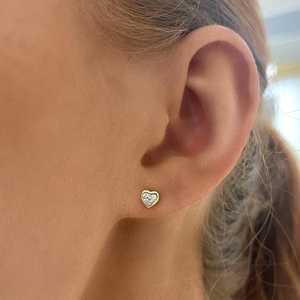 Heart Cut Lab Grown Diamond Stud <b>Earring</b> 14K 18K Solid Gold Bezel Set Push <b>Back</b> Minimalist Everyday Wear Studs Jewelry Wholesale - Product Image 4
