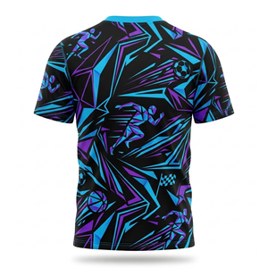 Men's Front Full Sublimation Print Short Sleeve Regular <b>Fit</b> Knitted T-Shirt Soft Polyester Custom Artwork Breathable - Product Image 2
