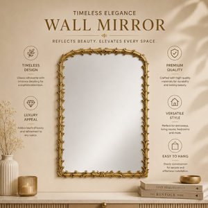Premium <b>Arched</b> Decorative Wall Mirror with Antique Gold Metal <b>Frame</b> Luxury Accent Mirror for Contemporary and Vintage Interiors - Product Image 2
