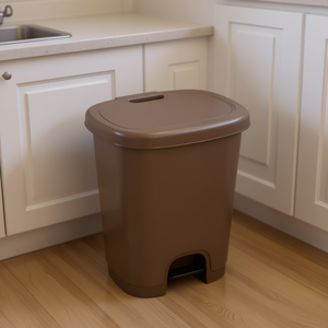 Poubelle rectangulaire en plastique marron CUBO Foot Pedal 27L avec couvercle rabattable, poubelle intérieure de qualité supérieure - Product Image 2