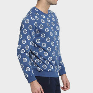 Sudadera de Cuello Redondo Azul para Hombre con Estampado de Estrella Blanca, Corte Regular, Tejido de Algodón, Ropa Casual de Otoño - Product Image 4
