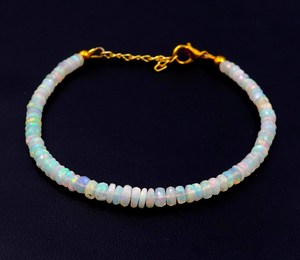 Natural Ethiopian Multi <b>Fire</b> Opal Beads Bracelet, Welo <b>Fire</b> Roundel, Gemstone Jewelry - Product Image 1