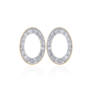 Pendientes de Diamantes Ovalados Abiertos para Mujer, Chapados en Oro de 18K, Diamantes Naturales Color G, Joyería Clásica para Uso Diario - Product Image 1