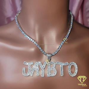 Custom " JAYBTO " <b>Name</b> Pendant Necklace Iced Out Moissanite Diamond Tennis <b>Chain</b> Hip Hop Jewelry - Product Image 4