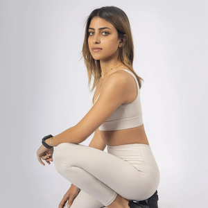Women's <b>Gym</b> Yoga <b>Sets</b> Cowl Neck Solid Front Logo <b>White</b> Color Quick Dry Breathable SMART FABRIC 2-Piece <b>Set</b> - Product Image 3
