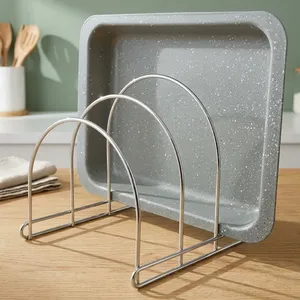 Étagère de rangement réglable pour planches à découper, ustensiles de cuisson, couvercles de casseroles, étagère de rangement de cuisine à niveaux personnalisables - Product Image 3