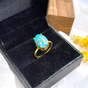 Anillo de Plata de Ley 925 Chapado en Oro de 14k con Turquesa y Cobre, Anillo Boho Hecho a Mano, Joyería con Piedras Preciosas Naturales - Product Image 2