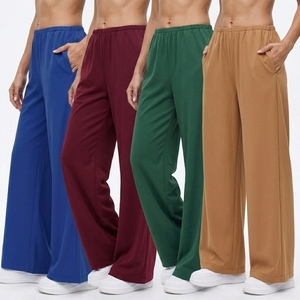 Pantalon de yoga taille mi-haute à jambe droite pour femme, couleur unie, idéal pour le sport et le fitness - Product Image 5