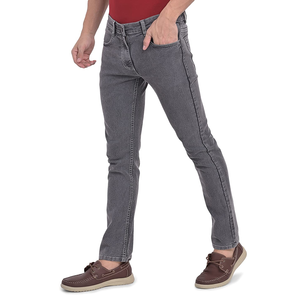 Jean en denim pour homme, taille mi-haute, coupe slim, délavé, avec fermeture éclair, en coton, design personnalisé 2023, nouvelles caractéristiques, prix abordable - Product Image 2