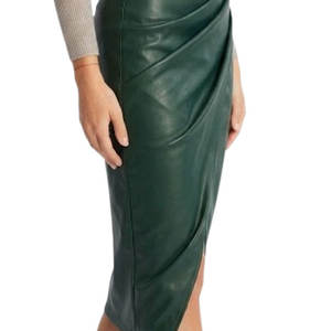 Falda Lápiz Casual de Cuero Sintético para Mujer, de Cintura Alta con Cremallera, Plisada, Larga hasta el Suelo, Sólida, Sexy, de Oficina, a la Moda, para Otoño e Invierno - Product Image 2