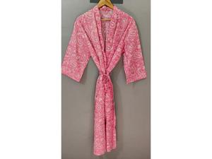 Robe longue pour femmes, imprimé Paisley rose, manches trois quarts, col en V, peignoir doux, vêtements décontractés - Product Image 1