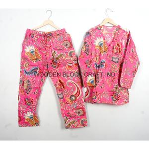 Conjunto de Pijama de Manga Larga con Cuello en V 100% Algodón para Mujer, Suave, Transpirable y Lavable a Máquina - Product Image 5