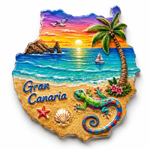 Imán de Resina 3D Personalizado para Refrigerador, Recuerdo de Gran Canaria, España, Imán con Relieve de Lagarto de Playa, Venta al por Mayor para Tiendas de Regalos Turísticos y Decoración - Product Image 2