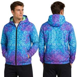 High Quality Tie Dye Hoodie <b>Puffer</b> Windbreaker <b>Jacket</b> Nylon Polyester Sports Coaching Breathable Zip up Wind Breaker <b>Jackets</b> - Product Image 4