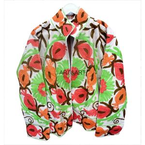 Veste en velours côtelé gaufré avec broderie florale, doublure en coton, respirante et écologique, séchage rapide pour l'hiver/l'automne - Product Image 4